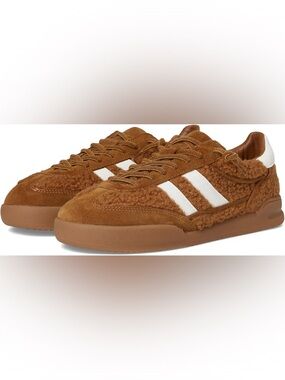 Steve Madden Men's Tan Suede & Sherpa Sneakers with White Stripes